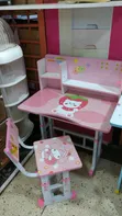 Adjustable Kids Study Desk & Chair Set with Bookshelf - 2