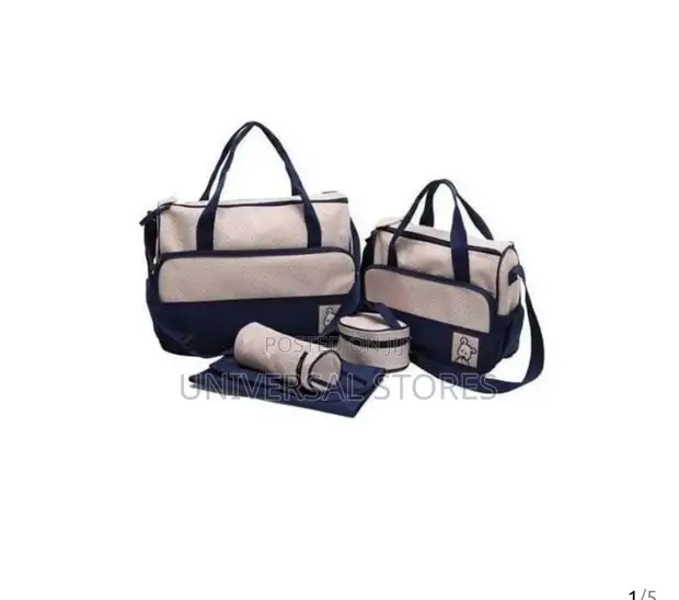 5-Piece Baby Diaper Bag Set - Blue/Black - 1
