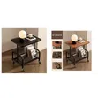 Mobile Two-Tier Rolling End Table with Wooden Top - 1