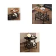 Mobile Two-Tier Rolling End Table with Wooden Top - 2
