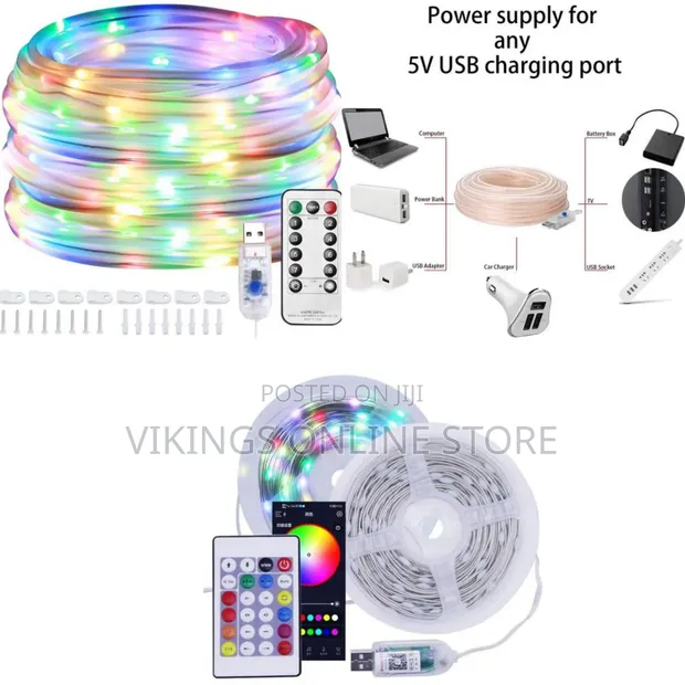 10m Multi-Colored LED Rope Light Set - USB Powered - 1