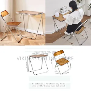 Folding Acrylic Desk and Chair Set - Tea Color