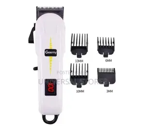 Geemy Rechargeable Hair Clipper with LED Battery (White)
