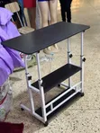 Height Adjustable Standing Desk with Wheels and Shelves - 2