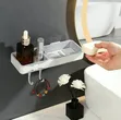 Wall-Mounted Plastic Double Soap Dish and Storage Rack - 1