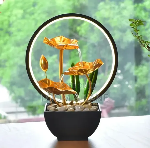 3-Tier Metallic Lotus Tabletop Water Fountain - 1