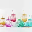 6 Colorful Mason Jar Cups with Lids & Straws - 4