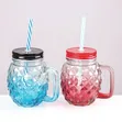 6 Colorful Mason Jar Cups with Lids & Straws - 5