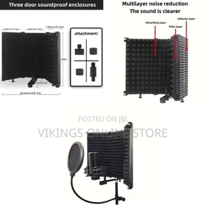 Three-Door Portable Microphone Isolation Shield