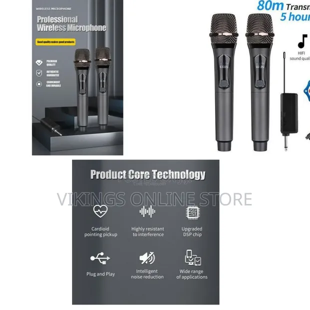 Professional Dual Handheld Wireless Microphones - 1