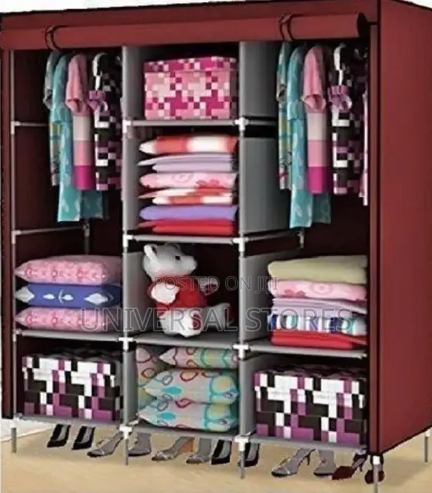 Brand New 3-Column Wardrobe Frame - Maroon - 1