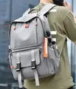 Well Designed Waterproof Backpack with USB Port - Grey/Black - 3
