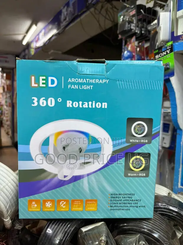 LED Aromatherapy Fan Light with 360° Rotation - 1