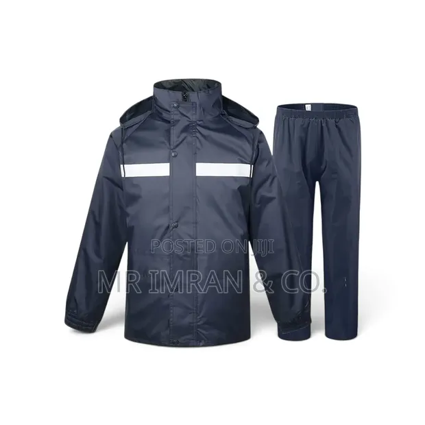Navy Blue Waterproof Two-Piece Rain Suit - 1