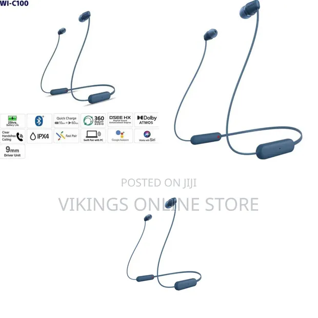 Sony WI-C100 Wireless In-Ear Headphones - Blue - 1