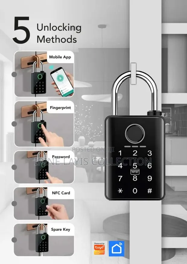 Smart 5-in-1 Padlock: App, Fingerprint, Passcode, NFC, Key - 1
