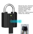 Smart Biometric Fingerprint Padlock - Silver Steel Shackle - 2
