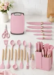 19-Piece Pink Kitchenware Set with Holder - 2