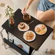 C-Shaped Mobile Rolling Sofa Side Table with Storage Pocket - 3
