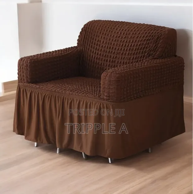 3-Piece 6-Seater Brown Elastic Sofa Covers - 1