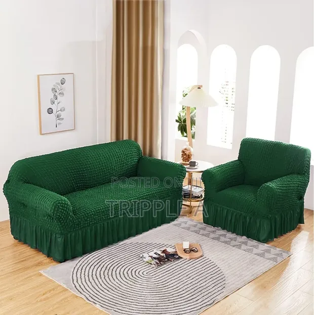 Brand New Green 3:1:1 Five Seater Elastic Sofa Cover - 1