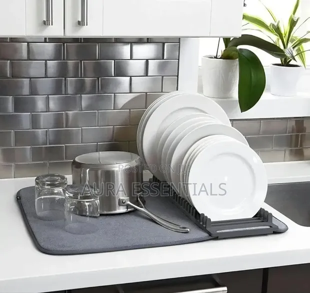 Microfiber Dish Drying Mat with Rack - 1