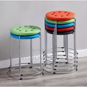 Plastic Round Stool with Stainless Steel Base