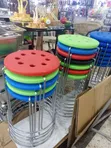 Plastic Round Stool with Stainless Steel Base - 2