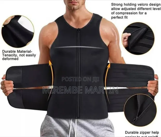 Men's Zipper Waist Trainer Vest - Neoprene Body Shaper L - 1
