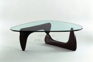 Elegant Glass Coffee Table with Mahogany Wood Base