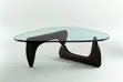 Elegant Glass Coffee Table with Mahogany Wood Base - 1