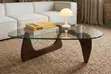 Elegant Glass Coffee Table with Mahogany Wood Base - 2