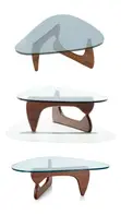 Elegant Glass Coffee Table with Mahogany Wood Base - 3