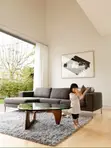 Elegant Glass Coffee Table with Mahogany Wood Base - 5