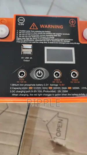 24Ah 12V LiFePO4 Solar Battery 307Wh with USB & Display