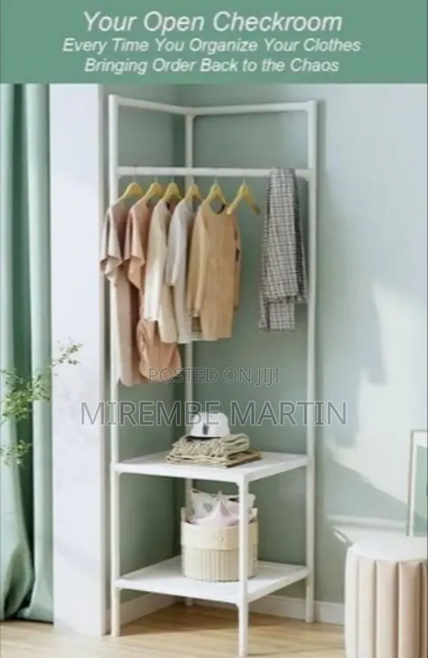 Multi-Function Corner Coat Rack - Floor Standing - 1