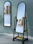Full-Length Arched Dressing Mirror with Wheels - 1