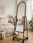 Full-Length Arched Dressing Mirror with Wheels - 2
