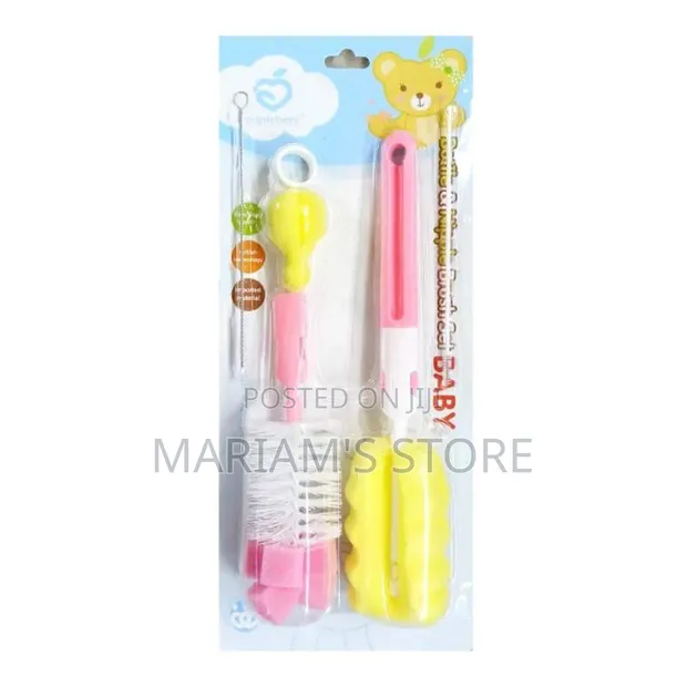 Multicoloured Baby Bottle and Nipple Cleaning Brush Set - 1