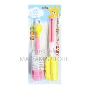 Multicoloured Baby Bottle and Nipple Cleaning Brush Set