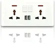 2-Gang Universal Switched Wall Socket with USB - 1