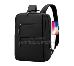 Laptop Backpack with USB Port - Black
