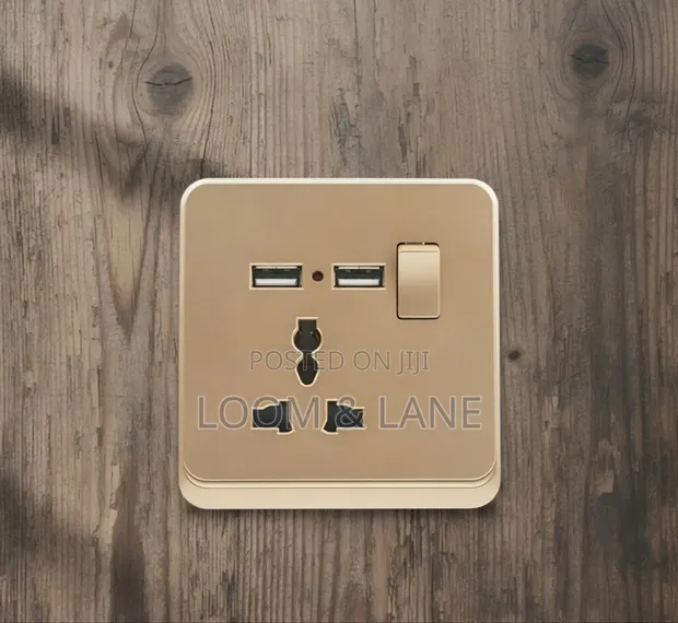 Single-Gang Universal Wall Socket with USB Charging Ports - 1