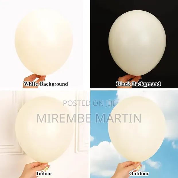 100pcs 12'' Ivory White Latex Balloons - 1