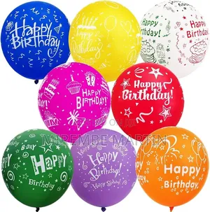 100Pcs "Happy Birthday" Printed Latex Balloons