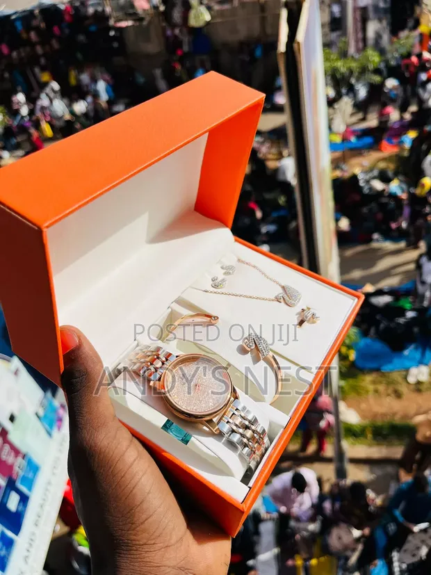 Ladies Geneva Watch with Bangle and Necklace Set - 1