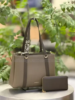 Chrisbella 2-in-1 Handbag Set: Nude Tote & Wallet with Twilly