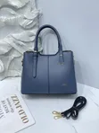 Wine Red Classic Structured Office Handbag with Crossbody Strap - 2
