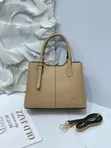 Wine Red Classic Structured Office Handbag with Crossbody Strap - 3