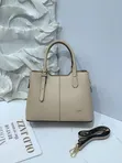Wine Red Classic Structured Office Handbag with Crossbody Strap - 4